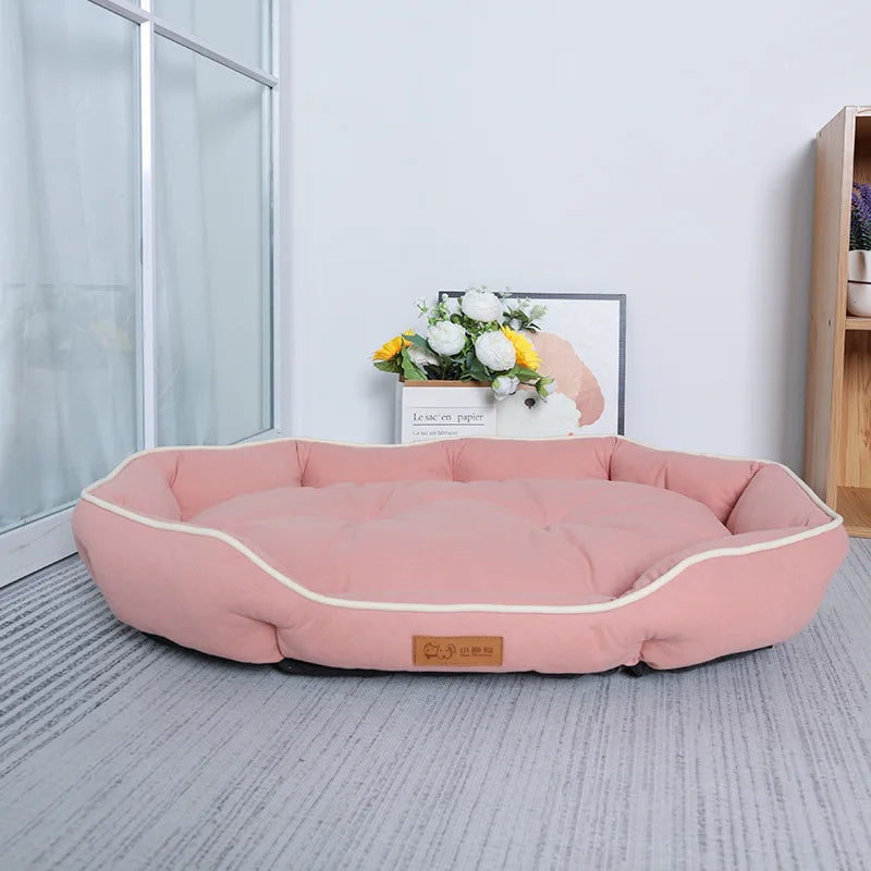 Merit Sell warm pet sofa for big dogs in pink with cushioned sides for comfort