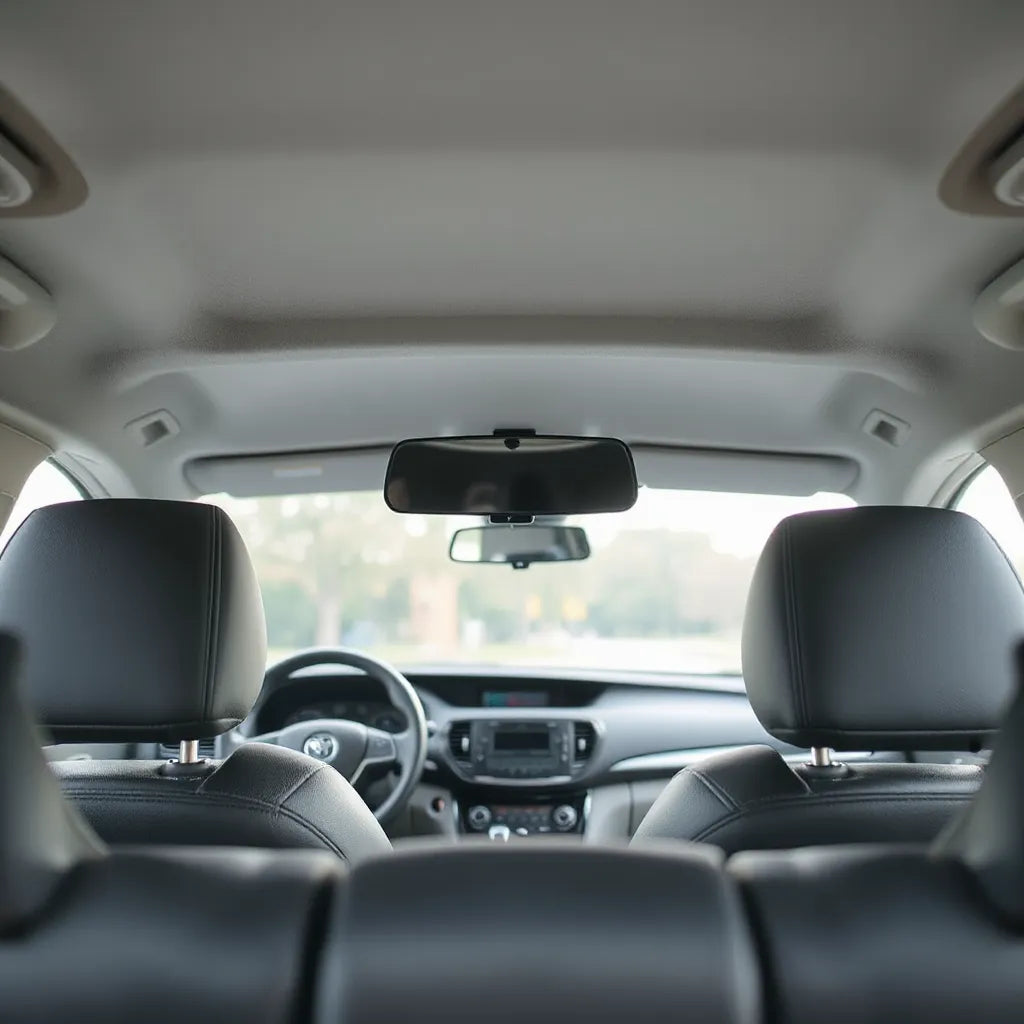 Adjustable rear seat mirror mounted in a car interior for improved rear visibility