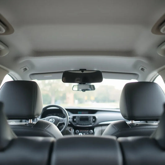 Adjustable rear seat mirror mounted in a car interior for improved rear visibility