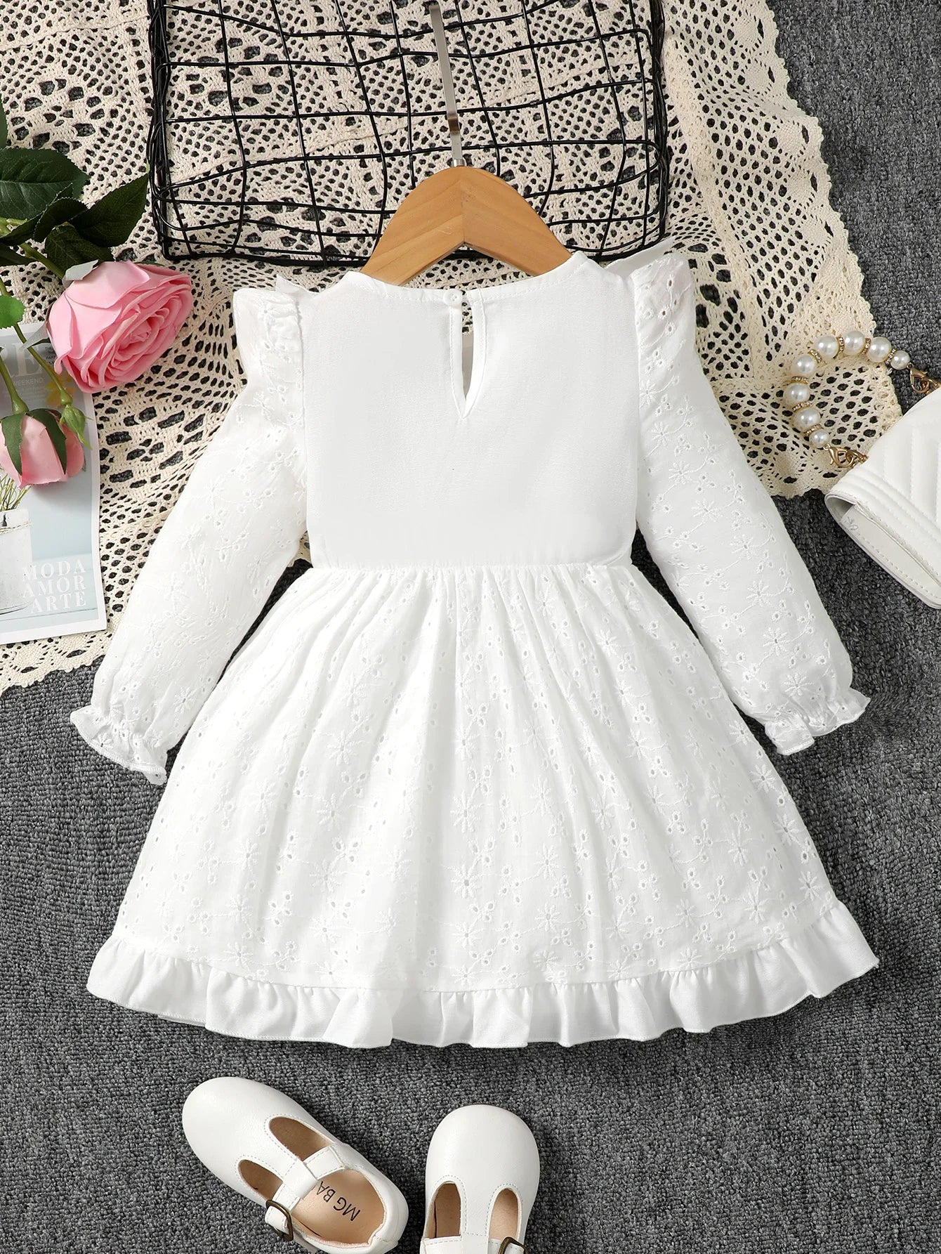 0-3 Year old Baby girl Dress Solid Color Bow Ruffle Princess Dress Suitable for Toddlers Baby girl Spring autumn Dress - Merit Sell