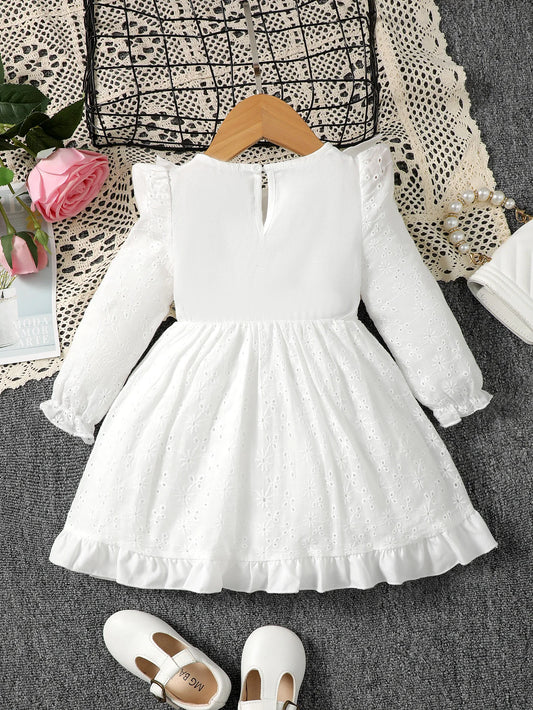 0-3 Year old Baby girl Dress Solid Color Bow Ruffle Princess Dress Suitable for Toddlers Baby girl Spring autumn Dress - Merit Sell