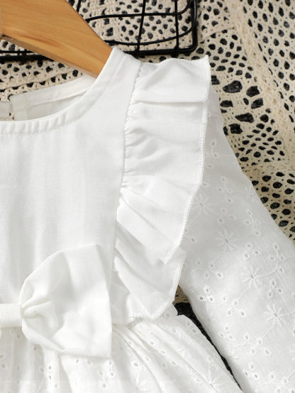 0-3 Year old Baby girl Dress Solid Color Bow Ruffle Princess Dress Suitable for Toddlers Baby girl Spring autumn Dress - Merit Sell