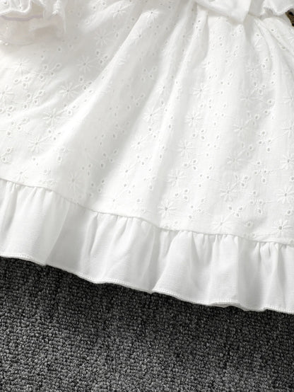 0-3 Year old Baby girl Dress Solid Color Bow Ruffle Princess Dress Suitable for Toddlers Baby girl Spring autumn Dress - Merit Sell