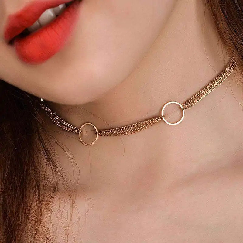 Circle Multilevel Chain Necklace