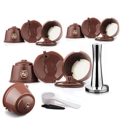 1/2/3/4/6/9/10pcs Refillable Reusable Coffee Capsules Pods For Necafe Dolce Gusto Refillable Crema Coffee Filters with Tamper - Merit Sell