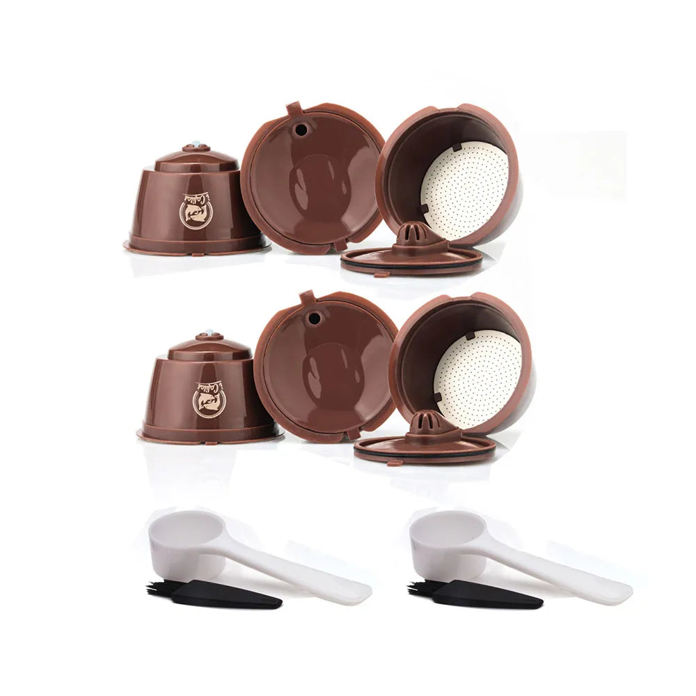 1/2/3/4/6/9/10pcs Refillable Reusable Coffee Capsules Pods For Necafe Dolce Gusto Refillable Crema Coffee Filters with Tamper - Merit Sell