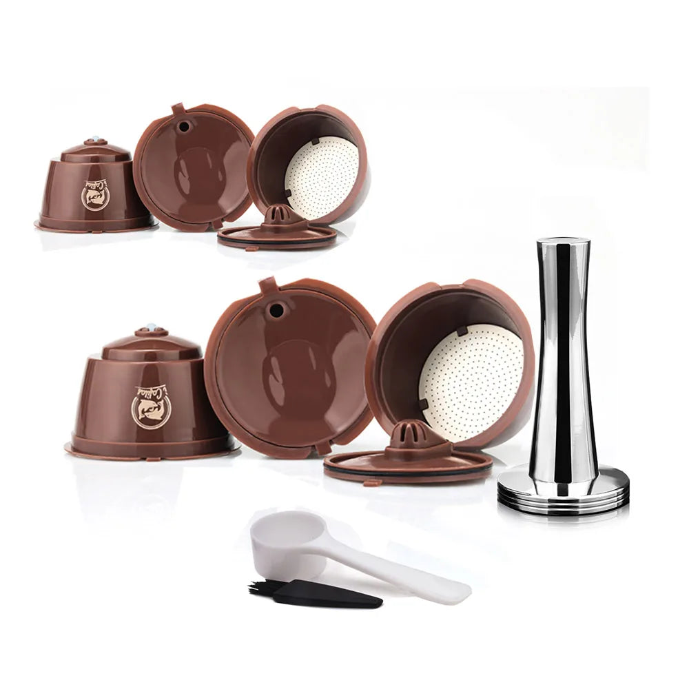 1/2/3/4/6/9/10pcs Refillable Reusable Coffee Capsules Pods For Necafe Dolce Gusto Refillable Crema Coffee Filters with Tamper - Merit Sell
