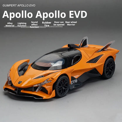 1:32 Scale Apollo EVO Car Toy Models Alloy Diecast Sports Cars Pull Back Sound Light 2 Doors Opened Racing Vehicles Gift for Kid - Merit Sell