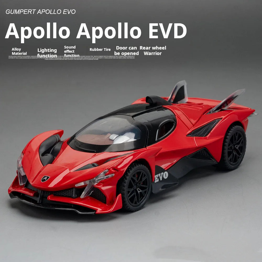 1:32 Scale Apollo EVO Car Toy Models Alloy Diecast Sports Cars Pull Back Sound Light 2 Doors Opened Racing Vehicles Gift for Kid - Merit Sell