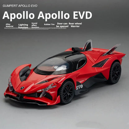 1:32 Scale Apollo EVO Car Toy Models Alloy Diecast Sports Cars Pull Back Sound Light 2 Doors Opened Racing Vehicles Gift for Kid - Merit Sell