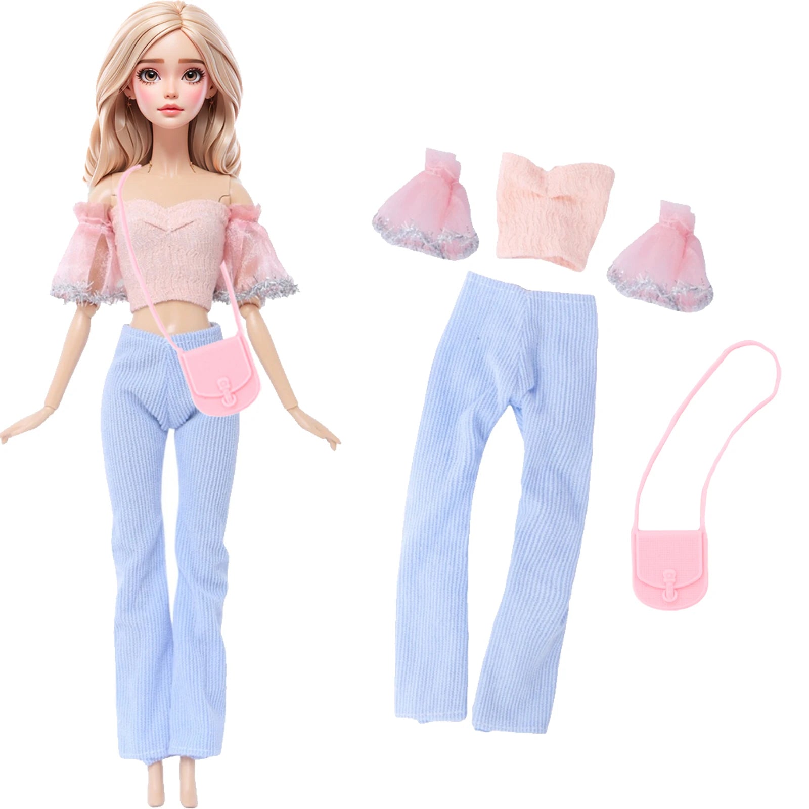 1/6 Doll Outfit Ba Doll Bie Shiny Princess Dress Clothes 30cm 11.5 Inch Doll Accessories Skirt Coat Top Pants with Shoes Hat Bag - Merit Sell