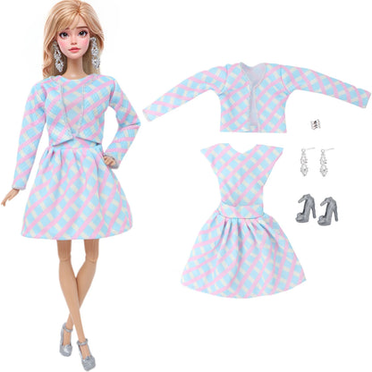 1/6 Doll Outfit Ba Doll Bie Shiny Princess Dress Clothes 30cm 11.5 Inch Doll Accessories Skirt Coat Top Pants with Shoes Hat Bag - Merit Sell