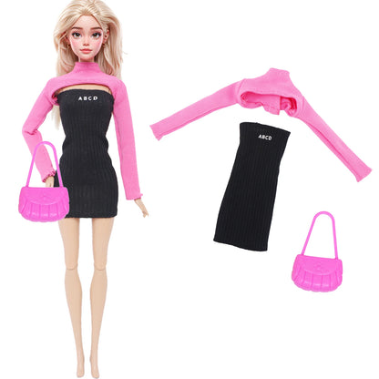 1/6 Doll Outfit Ba Doll Bie Shiny Princess Dress Clothes 30cm 11.5 Inch Doll Accessories Skirt Coat Top Pants with Shoes Hat Bag - Merit Sell