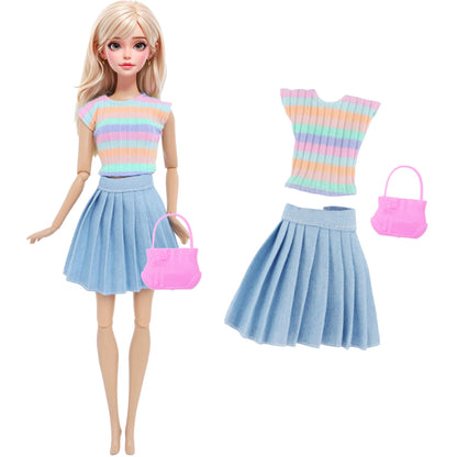 1/6 Doll Outfit Ba Doll Bie Shiny Princess Dress Clothes 30cm 11.5 Inch Doll Accessories Skirt Coat Top Pants with Shoes Hat Bag - Merit Sell