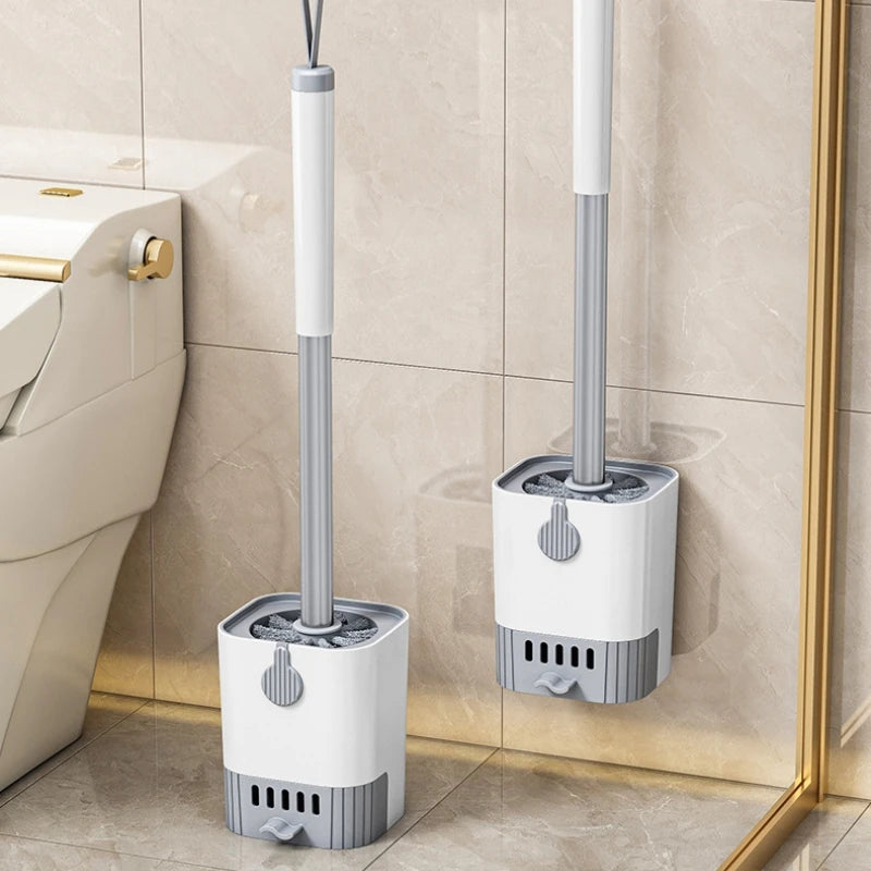 1 Set Toilet Brush With Holder Wall Mounted Long Handle Flexible Toilet Bowl Cleaning Brush Bathroom Cleaning Supplies - Merit Sell