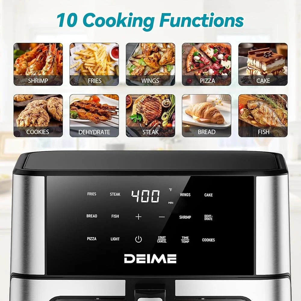 10.2QT Large Air Fryer 1700W Touch Screen with 10 Cooking Presets Multifunctional Healthy Kitchen Cooker - Merit Sell