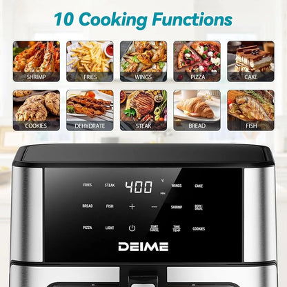 10.2QT Large Air Fryer 1700W Touch Screen with 10 Cooking Presets Multifunctional Healthy Kitchen Cooker - Merit Sell