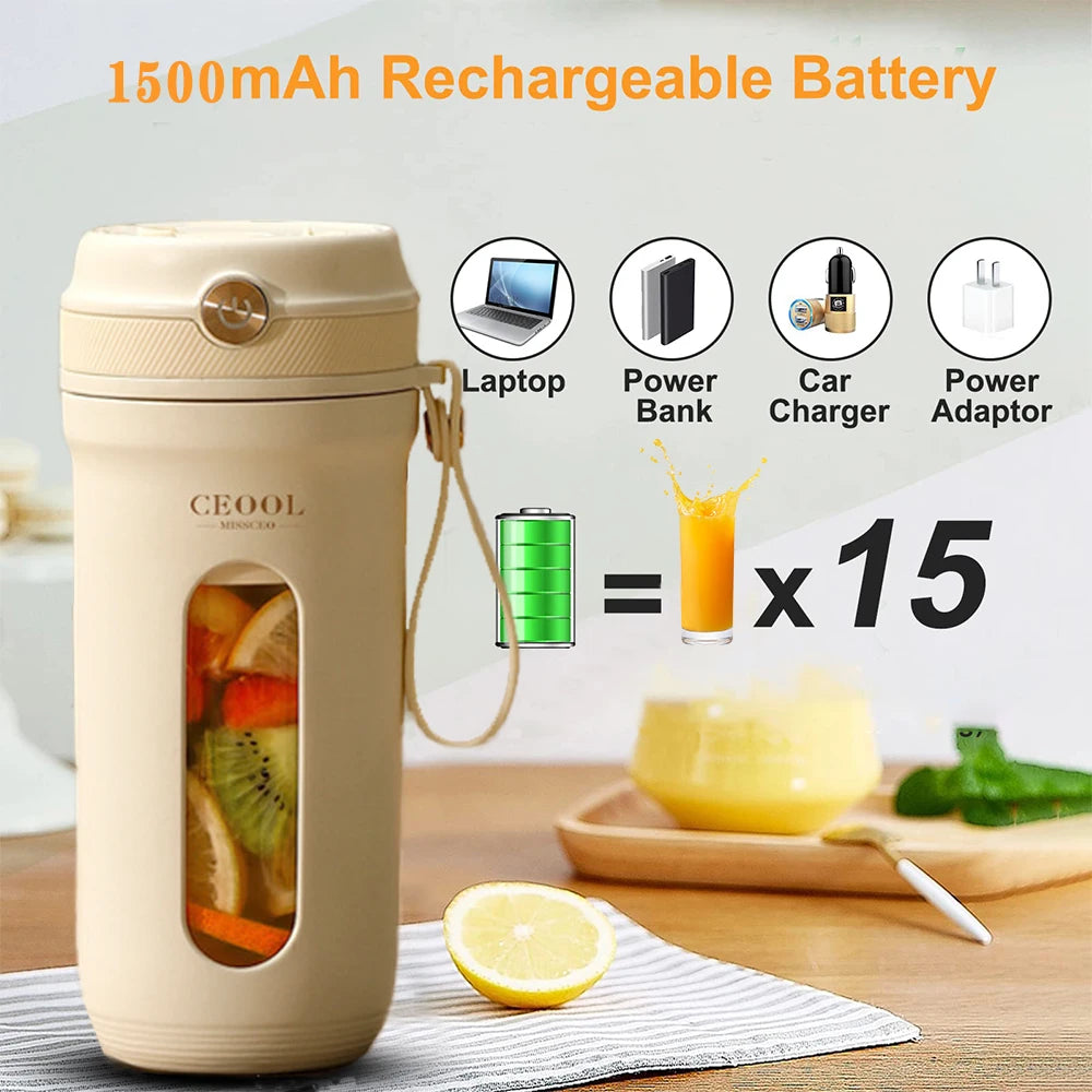 10 Blades Electric Portable Blender 350ML Juicer Fruit Mixers USB Rechargeable Smoothie Juicer Cup Squeezer Juice Maker - Merit Sell