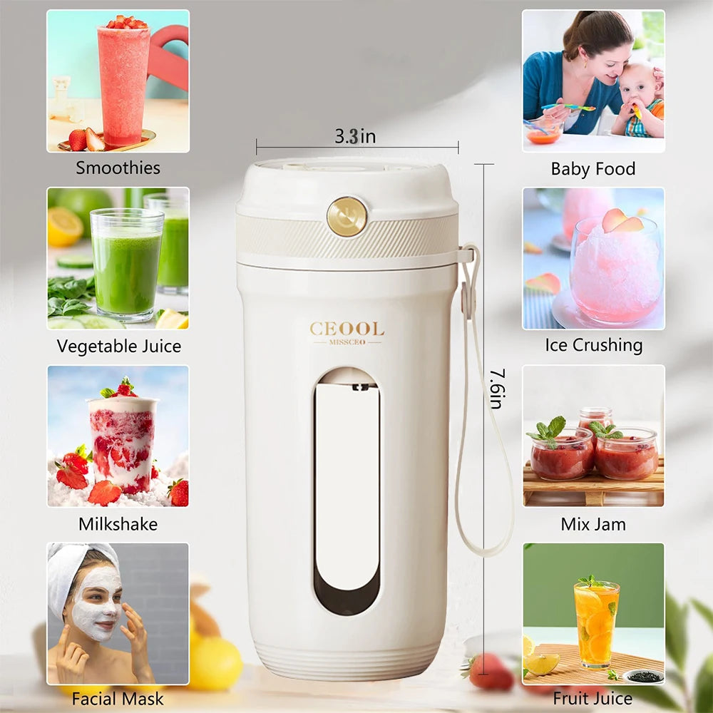 10 Blades Electric Portable Blender 350ML Juicer Fruit Mixers USB Rechargeable Smoothie Juicer Cup Squeezer Juice Maker - Merit Sell