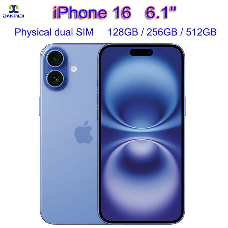 100% Original Apple IPhone 16 Dual SIM Card 6.1" Cellphone 5G Unlocked OLED Face ID A18 128/256/512GB ROM 8GB RAM Smartphone - Merit Sell