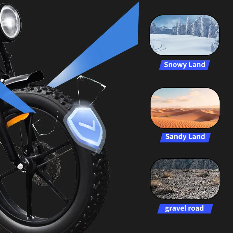 1000W Motor Adult Electric Bike 48V 25AH 20-inch Snow Tire Electric bicycle Outdoor adult Off-Road Bicycle Mountain Ebike - Merit Sell