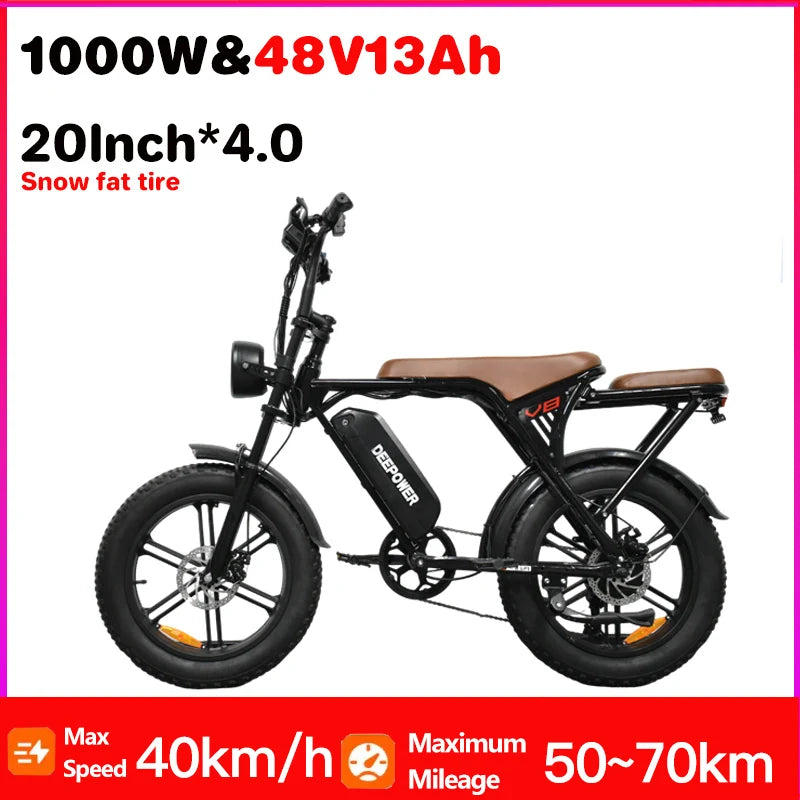 1000W Motor Adult Electric Bike 48V 25AH 20-inch Snow Tire Electric bicycle Outdoor adult Off-Road Bicycle Mountain Ebike - Merit Sell