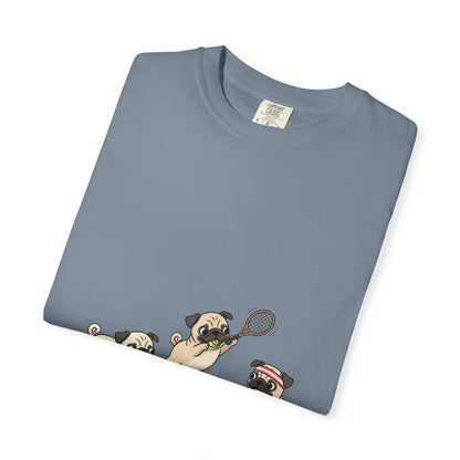 Pug Tennis T-Shirt — Cute Pugs Playing Tennis Graphic Tee