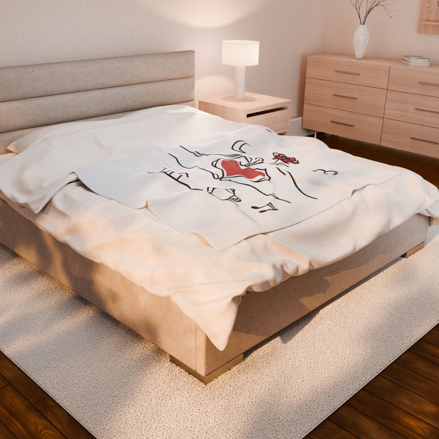 Plush Blanket — Cozy Heart & Home Illustration Velveteen Throw