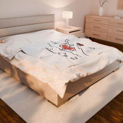 Plush Blanket — Cozy Heart & Home Illustration Velveteen Throw