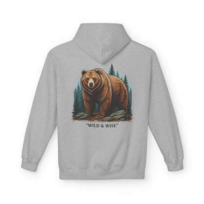 Bear Hoodie — "Wild & Wise" Forest Graphic Pullover