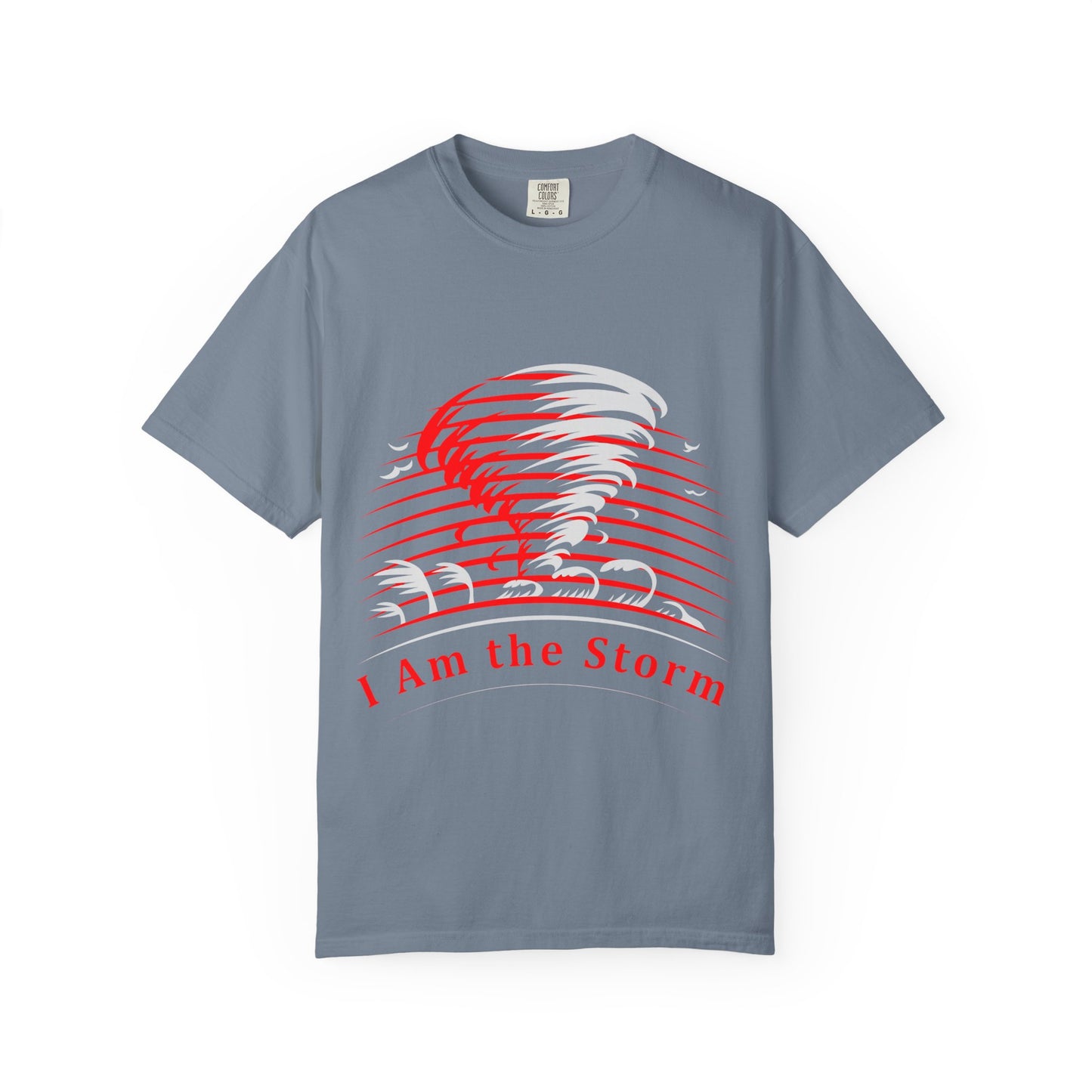 I Am the Storm T-Shirt — Bold Red Tornado Graphic Tee