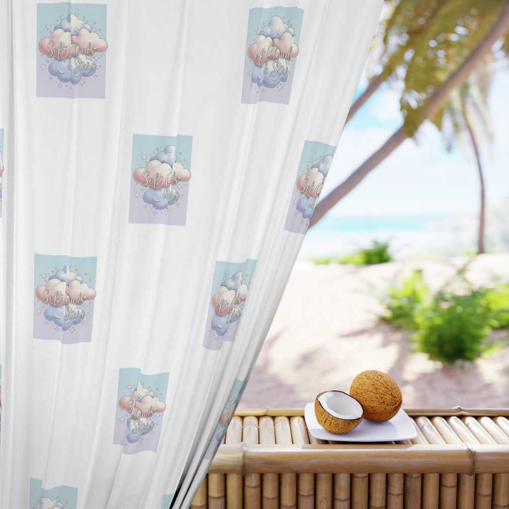 Cloudy Dreams Window Curtain – Pastel Cloud Pattern Single Panel
