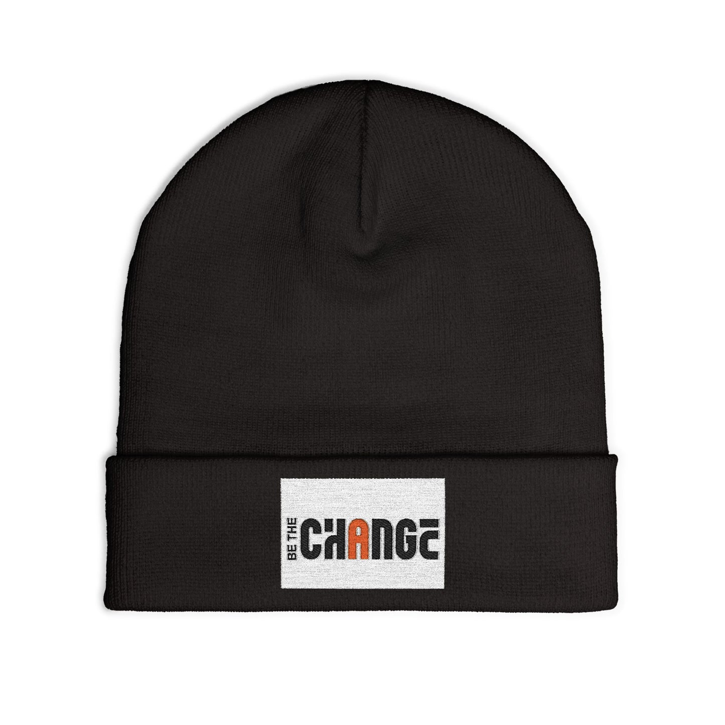 Embroidered 'Change' Knit Beanie — Minimalist Activist Winter Hat