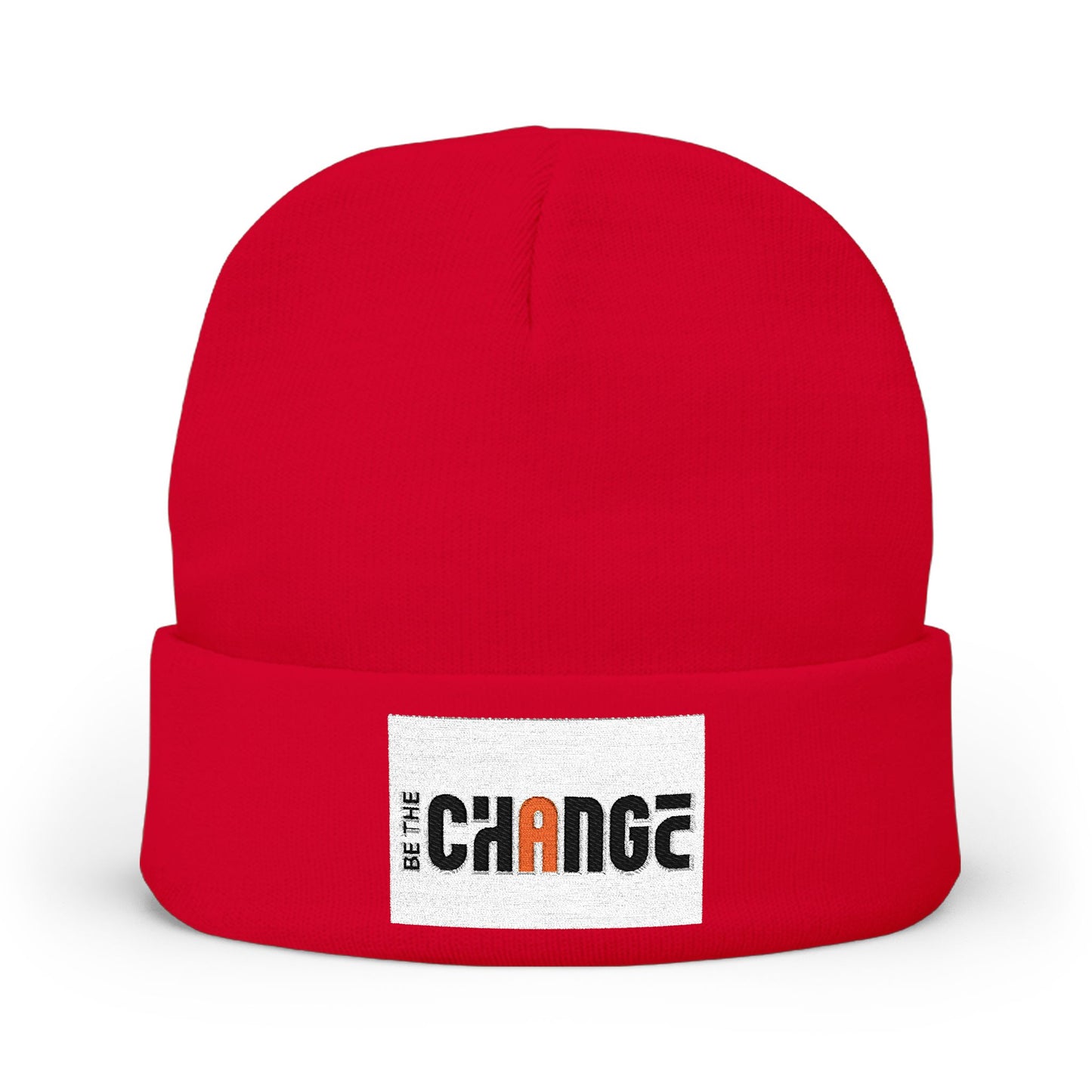 Embroidered 'Change' Knit Beanie — Minimalist Activist Winter Hat