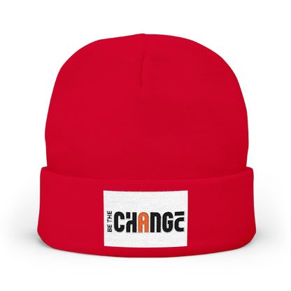 Embroidered 'Change' Knit Beanie — Minimalist Activist Winter Hat