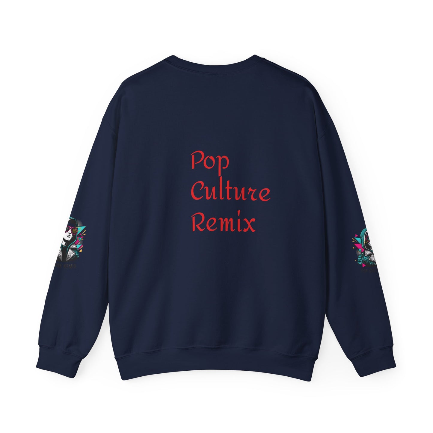 Pop Culture Remix Crewneck Sweatshirt — Retro Neon Hoodie Graphic