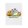 Plush Blanket - Playful Paws Soccer Cute Puppy Soccer Design