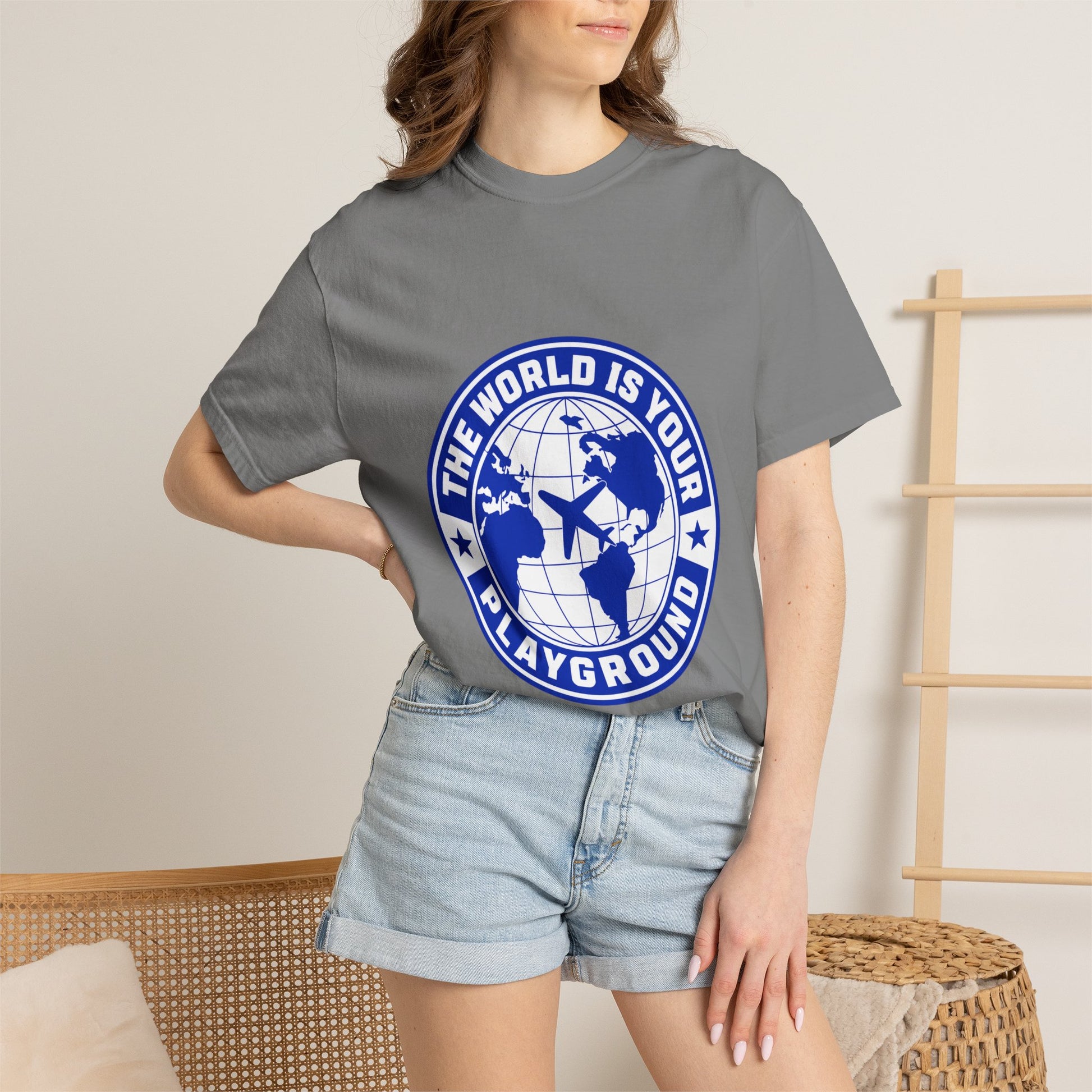 The World Is Your Playground T-Shirt — Travel Globe Graphic Tee - Merit Sell