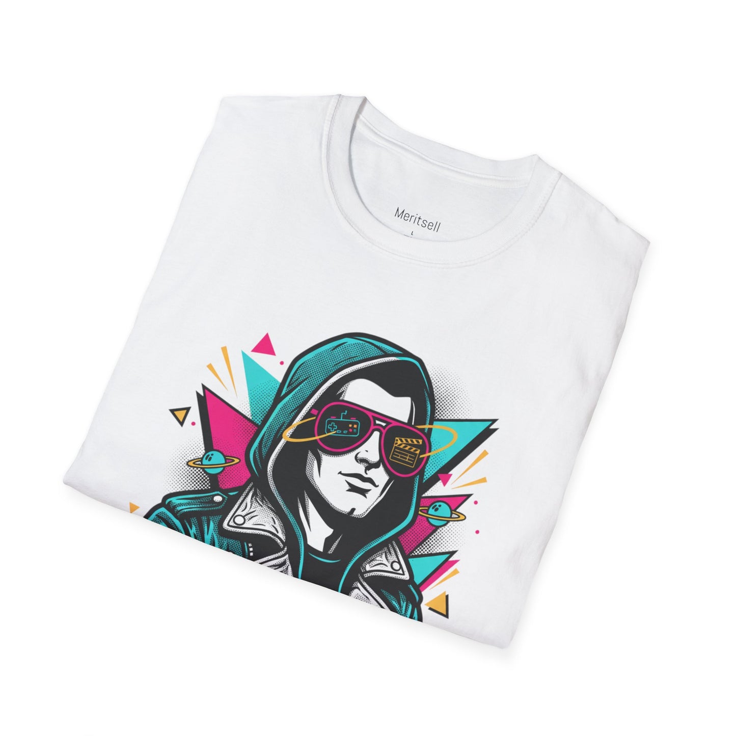 Pop Culture Remix T-Shirt — Retro Neon Hoodie Portrait Graphic Tee