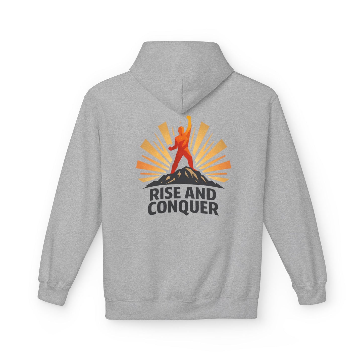 Rise and Conquer Hoodie - Motivational Sunrise Adventure Pullover