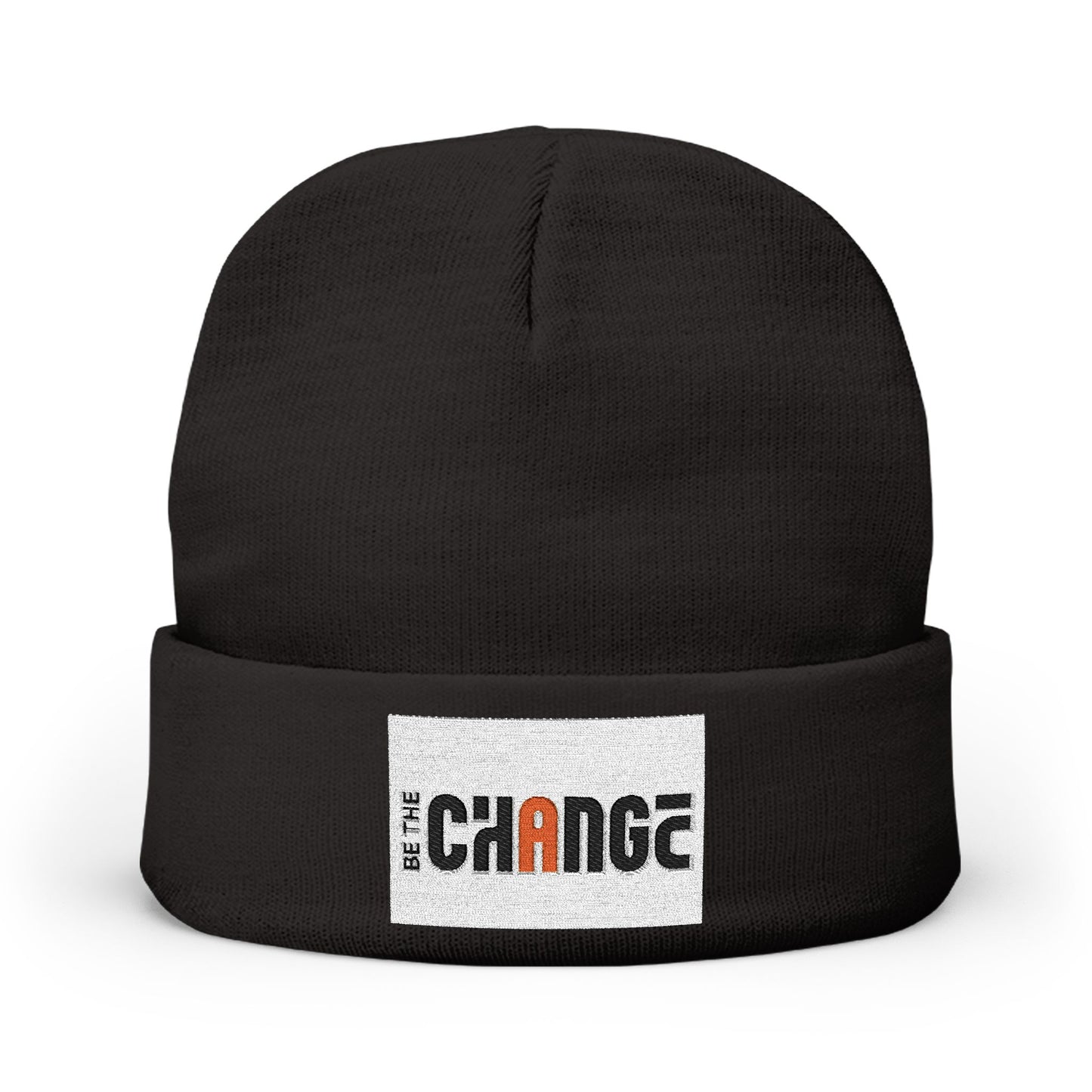 Embroidered 'Change' Knit Beanie — Minimalist Activist Winter Hat