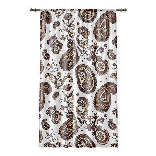 Paisley Sheer Window Curtain – Brown Floral Drapery Panel