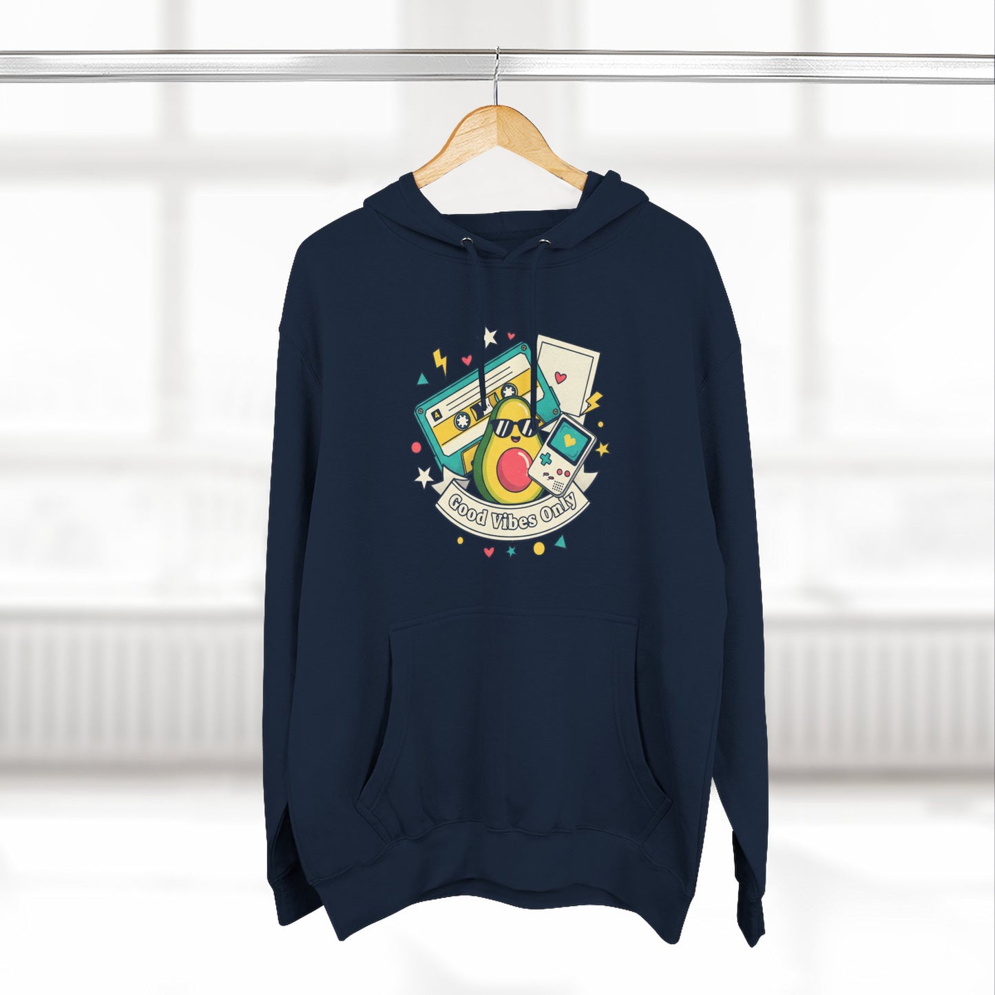 Good Vibes Only Hoodie — Retro Cassette Graphic Fleece Hoodie