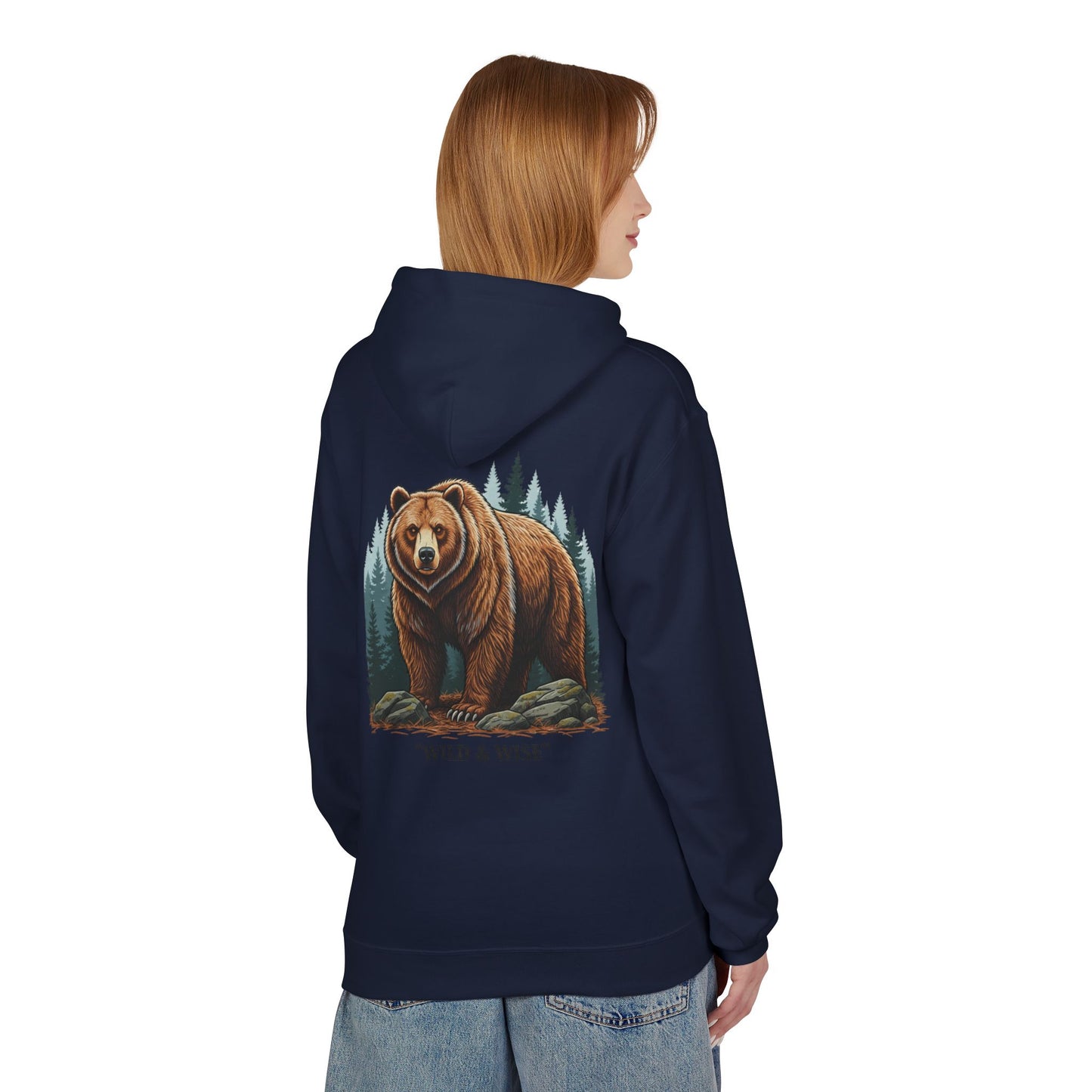 Bear Hoodie — "Wild & Wise" Forest Graphic Pullover