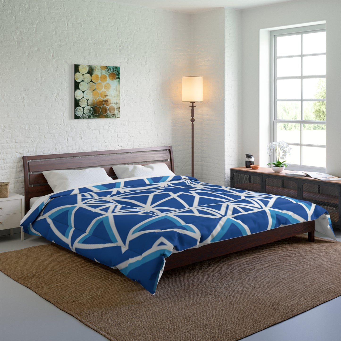 Geometric Mandala Comforter — Blue Star Pattern Bedding