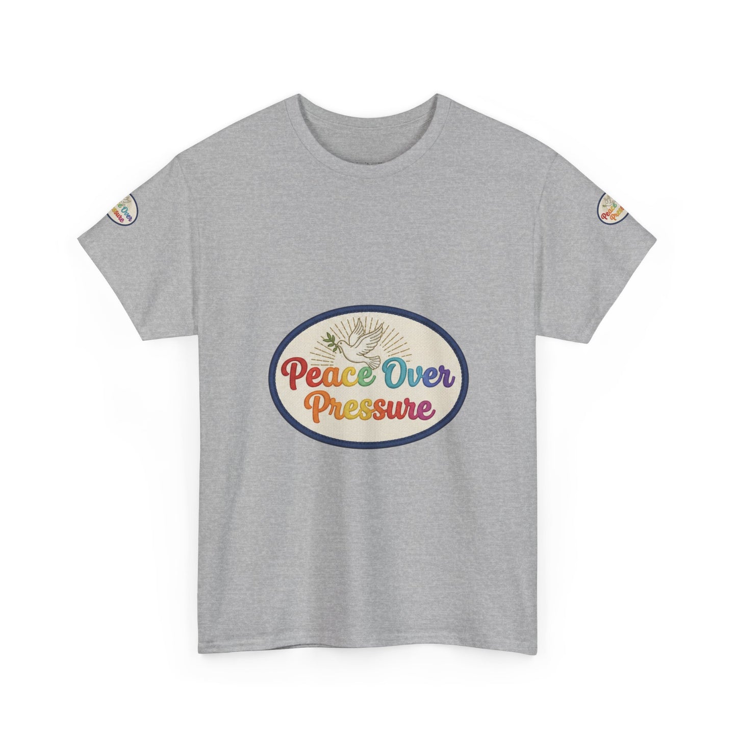 Peace Over Pressure T-Shirt — Retro Rainbow Dove Tee