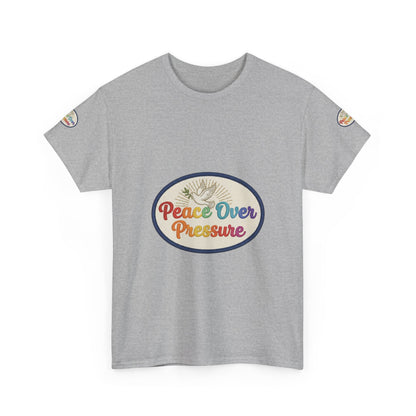 Peace Over Pressure T-Shirt — Retro Rainbow Dove Tee