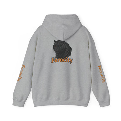 Ferocity Panther Hoodie — Black Big Cat Graphic Hooded Sweatshirt