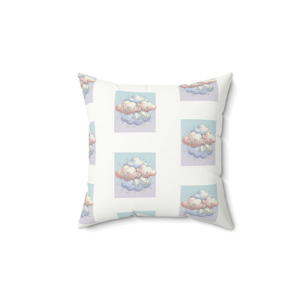 Cloud Pattern Faux Suede Pillow — Pastel Dream Decorative Throw Pillow