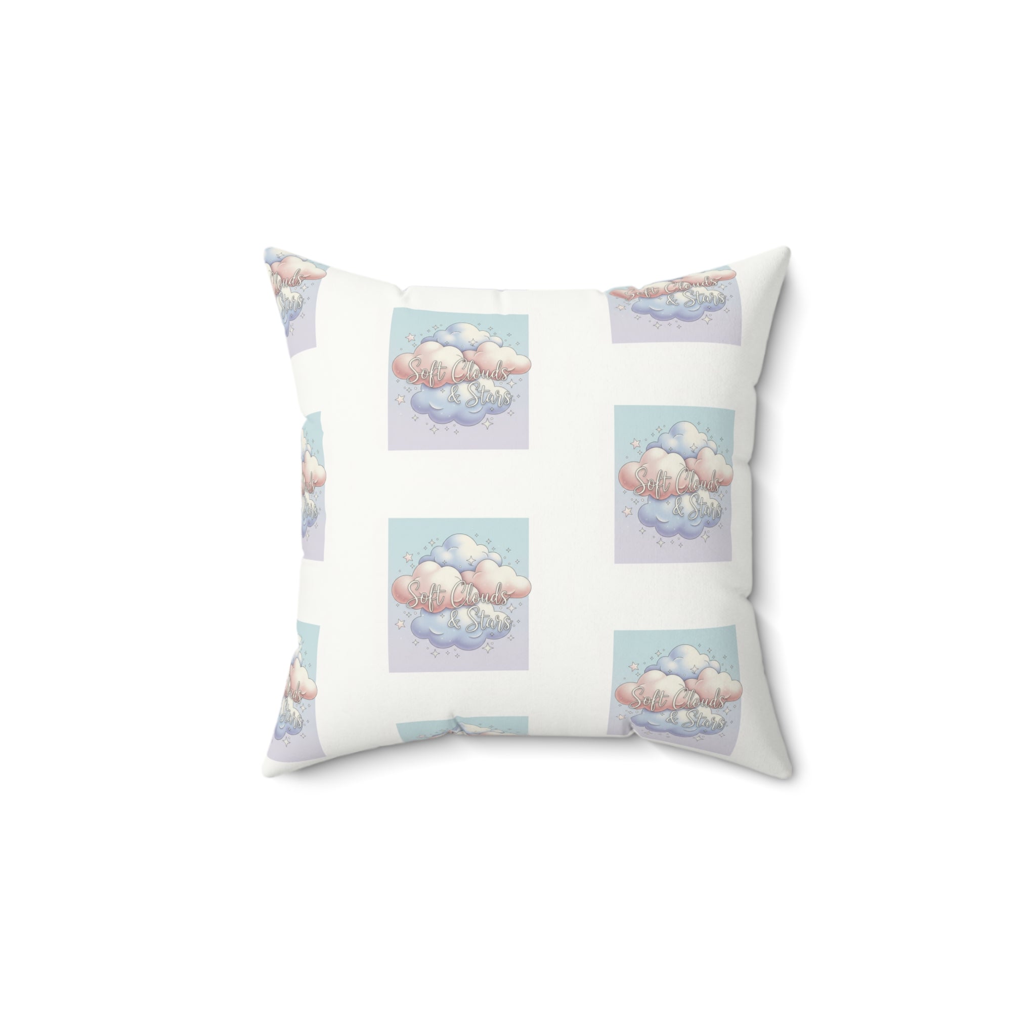 Cloud Pattern Faux Suede Pillow — Pastel Dream Decorative Throw Pillow